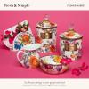 MACKENZIE-CHILDS Enamel Creamer, Creamer Dispenser with Pour Spout, Kitchen Enamelware, Pink-and-White Rosy Check(White Flower Market)