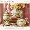 MACKENZIE-CHILDS Enamel Curiosity Pot, Decorative Container for Home Decor, Brown-and-White Mocha Check(Mocha Check)