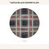 MACKENZIE-CHILDS Enamel Dinner Plate, Decorative Dinnerware Plate, 10 Inches, Brown-and-White Mocha Check(Black Tartan)