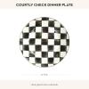 MACKENZIE-CHILDS Enamel Dinner Plate, Decorative Dinnerware Plate, 10 Inches, Brown-and-White Mocha Check(Courtly Check)