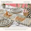MACKENZIE-CHILDS Enamel Dinner Plate, Decorative Dinnerware Plate, 10 Inches, Brown-and-White Mocha Check(Courtly Check)