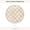 MACKENZIE-CHILDS Enamel Dinner Plate, Decorative Dinnerware Plate, 10 Inches, Brown-and-White Mocha Check(Mocha Check)
