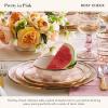 MACKENZIE-CHILDS Enamel Dinner Plate, Decorative Dinnerware Plate, 10 Inches, Brown-and-White Mocha Check(Rosy Check)
