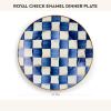 MACKENZIE-CHILDS Enamel Dinner Plate, Decorative Dinnerware Plate, 10 Inches, Brown-and-White Mocha Check(Royal Check)