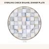 MACKENZIE-CHILDS Enamel Dinner Plate, Decorative Dinnerware Plate, 10 Inches, Brown-and-White Mocha Check(Sterling Check)