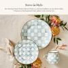 MACKENZIE-CHILDS Enamel Dinner Plate, Decorative Dinnerware Plate, 10 Inches, Brown-and-White Mocha Check(Sterling Check)