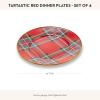MACKENZIE-CHILDS Enamel Dinner Plate, Decorative Dinnerware Plate, 10 Inches, Brown-and-White Mocha Check(Tartastic)