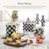MACKENZIE-CHILDS Enamel Everyday Bowl, Serving Bowl for Entertaining, Extra Small, Brown-and-White Mocha Check(Courtly Check)