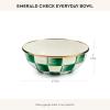 MACKENZIE-CHILDS Enamel Everyday Bowl, Serving Bowl for Entertaining, Extra Small, Brown-and-White Mocha Check(Emerald Check)
