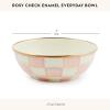 MACKENZIE-CHILDS Enamel Everyday Bowl, Serving Bowl for Entertaining, Extra Small, Brown-and-White Mocha Check(Rosy Check)