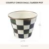 MACKENZIE-CHILDS Enamel Garden Pot, Decorative Pot for Plants, Outdoor Flowerpot Decor, Extra Large, Brown-and-White Mocha Check(Courtly Check)