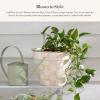 MACKENZIE-CHILDS Enamel Garden Pot, Decorative Pot for Plants, Outdoor Flowerpot Decor, Extra Large, Brown-and-White Mocha Check(Rosy Check)