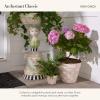 MACKENZIE-CHILDS Enamel Garden Pot, Decorative Pot for Plants, Outdoor Flowerpot Decor, Extra Large, Brown-and-White Mocha Check(Rosy Check)