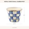 MACKENZIE-CHILDS Enamel Garden Pot, Decorative Pot for Plants, Outdoor Flowerpot Decor, Extra Large, Brown-and-White Mocha Check(Royal Check)