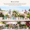 MACKENZIE-CHILDS Enamel Herb Pots, Small Plant Pots for Herbs or Flowers, Set of 3, Brown-and-White Mocha Check(Emerald Check)