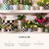 MACKENZIE-CHILDS Enamel Herb Pots, Small Plant Pots for Herbs or Flowers, Set of 3, Brown-and-White Mocha Check(Royal Check)