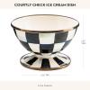MACKENZIE-CHILDS Enamel Ice Cream Bowl, Serving Bowls for Entertaining, 2-Cup Capacity, Brown-and-White Mocha Check(Courtly Check)