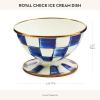 MACKENZIE-CHILDS Enamel Ice Cream Bowl, Serving Bowls for Entertaining, 2-Cup Capacity, Brown-and-White Mocha Check(Royal Check)