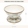 MACKENZIE-CHILDS Enamel Ice Cream Bowl, Serving Bowls for Entertaining, 2-Cup Capacity, Brown-and-White Mocha Check(Sterling Check)