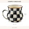 MACKENZIE-CHILDS Enamel Mug, Cute Enamelware Coffee and Tea Mug, Unique Drinkware, 16 Ounces, Pink-and-White Rosy Check, Set of 1(Courtly Check)