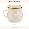 MACKENZIE-CHILDS Enamel Mug, Cute Enamelware Coffee and Tea Mug, Unique Drinkware, 16 Ounces, Pink-and-White Rosy Check, Set of 1(Rosy Check)