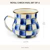MACKENZIE-CHILDS Enamel Mug, Cute Enamelware Coffee and Tea Mug, Unique Drinkware, 16 Ounces, Pink-and-White Rosy Check, Set of 1(Royal Check)