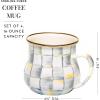 MACKENZIE-CHILDS Enamel Mug, Cute Enamelware Coffee and Tea Mug, Unique Drinkware, 16 Ounces, Pink-and-White Rosy Check, Set of 1(Sterling Check)