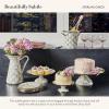MACKENZIE-CHILDS Enamel Pedestal Platter, Round Cake Stand, Small, Gray-and-White Sterling Check(Sterling Check)