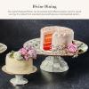 MACKENZIE-CHILDS Enamel Pedestal Platter, Round Cake Stand, Small, Gray-and-White Sterling Check(Sterling Check)