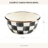MACKENZIE-CHILDS Enamel Pinch Bowl, Small Bowl for Kitchen Ingredients, 1.5-Cup Capacity, Brown-and-White Mocha Check(Courtly Check)