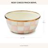 MACKENZIE-CHILDS Enamel Pinch Bowl, Small Bowl for Kitchen Ingredients, 1.5-Cup Capacity, Brown-and-White Mocha Check(Rosy Check)
