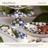 MACKENZIE-CHILDS Enamel Pinch Bowl, Small Bowl for Kitchen Ingredients, 1.5-Cup Capacity, Brown-and-White Mocha Check(Royal Check)