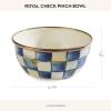 MACKENZIE-CHILDS Enamel Pinch Bowl, Small Bowl for Kitchen Ingredients, 1.5-Cup Capacity, Brown-and-White Mocha Check(Royal Check)