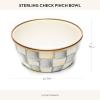 MACKENZIE-CHILDS Enamel Pinch Bowl, Small Bowl for Kitchen Ingredients, 1.5-Cup Capacity, Brown-and-White Mocha Check(Sterling Check)