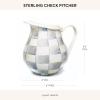 MACKENZIE-CHILDS Enamel Pitcher with Spout for Water, Cut Flowers, and Home Decor, 3 Quarts, Pink-and-White Rosy Check(Sterling Check)