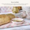 MACKENZIE-CHILDS Enamel Relish Dish, Small Serving Bowl for Entertaining, Brown-and-White Mocha Check(Rosy Check)