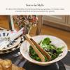 MACKENZIE-CHILDS Enamel Salad Serving Set, Enamel Bowl and Wooden Salad Servers, Decorative Kitchen Set, Brown-and-White Mocha Check(Rosy Check)