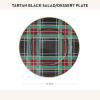 MACKENZIE-CHILDS Enamel Salad and Dessert Plate, Small Plate for Appetizers or Desserts, 8 Inches, Pink-and-White Rosy Check(Black Tartan)