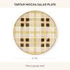 MACKENZIE-CHILDS Enamel Salad and Dessert Plate, Small Plate for Appetizers or Desserts, 8 Inches, Pink-and-White Rosy Check(Tartan Mocha)