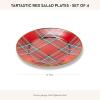 MACKENZIE-CHILDS Enamel Salad and Dessert Plate, Small Plate for Appetizers or Desserts, 8 Inches, Pink-and-White Rosy Check(Tartastic)