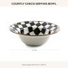 MACKENZIE-CHILDS Enamel Serving Bowl, Enamel Serveware Bowl, 12 Inches, Brown-and-White Mocha Check(Courtly Check)
