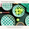 MACKENZIE-CHILDS Enamel Serving Bowl, Enamel Serveware Bowl, 12 Inches, Brown-and-White Mocha Check(Emerald Check)