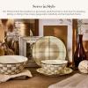 MACKENZIE-CHILDS Enamel Serving Bowl, Enamel Serveware Bowl, 12 Inches, Brown-and-White Mocha Check(Mocha Check)