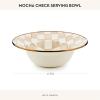 MACKENZIE-CHILDS Enamel Serving Bowl, Enamel Serveware Bowl, 12 Inches, Brown-and-White Mocha Check(Mocha Check)