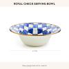 MACKENZIE-CHILDS Enamel Serving Bowl, Enamel Serveware Bowl, 12 Inches, Brown-and-White Mocha Check(Royal Check)