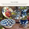 MACKENZIE-CHILDS Enamel Serving Bowl, Enamel Serveware Bowl, 12 Inches, Brown-and-White Mocha Check(Royal Check)