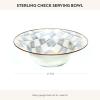 MACKENZIE-CHILDS Enamel Serving Bowl, Enamel Serveware Bowl, 12 Inches, Brown-and-White Mocha Check(Sterling Check)