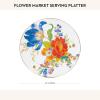 MACKENZIE-CHILDS Enamel Serving Platter, Decorative Serving Platter for Food, 16 Inches, Rosy Check(Flower Market White)