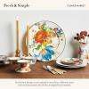 MACKENZIE-CHILDS Enamel Serving Platter, Decorative Serving Platter for Food, 16 Inches, Rosy Check(Flower Market White)