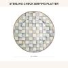 MACKENZIE-CHILDS Enamel Serving Platter, Decorative Serving Platter for Food, 16 Inches, Rosy Check(Sterling Check)